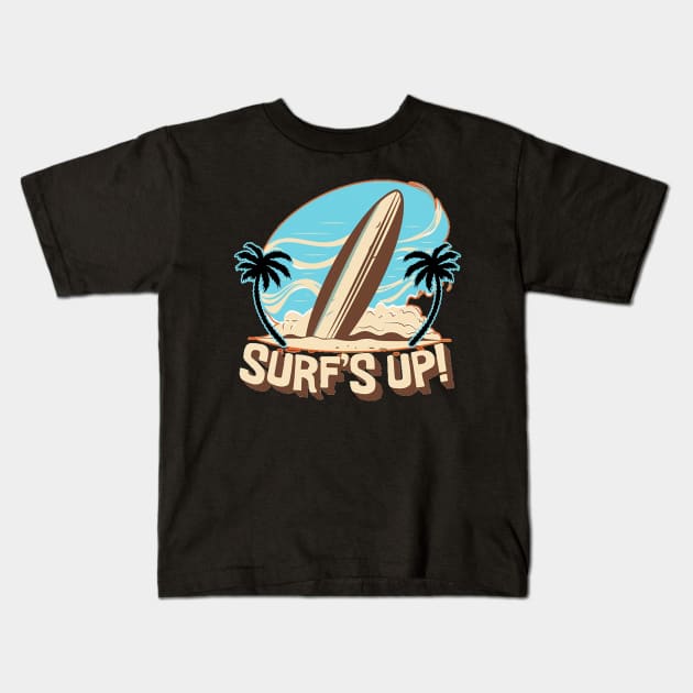 Hello Summer Bye School Vintage Funny Surfer Riding Surf Surfing Lover Gifts Kids T-Shirt by Customo